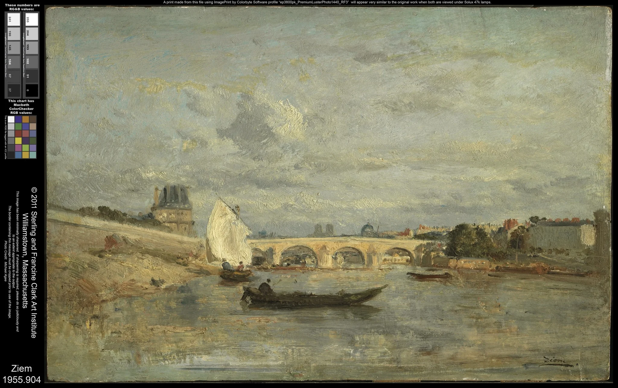 Le Pont Royal, Paris, by Félix Ziem, oil, 1859