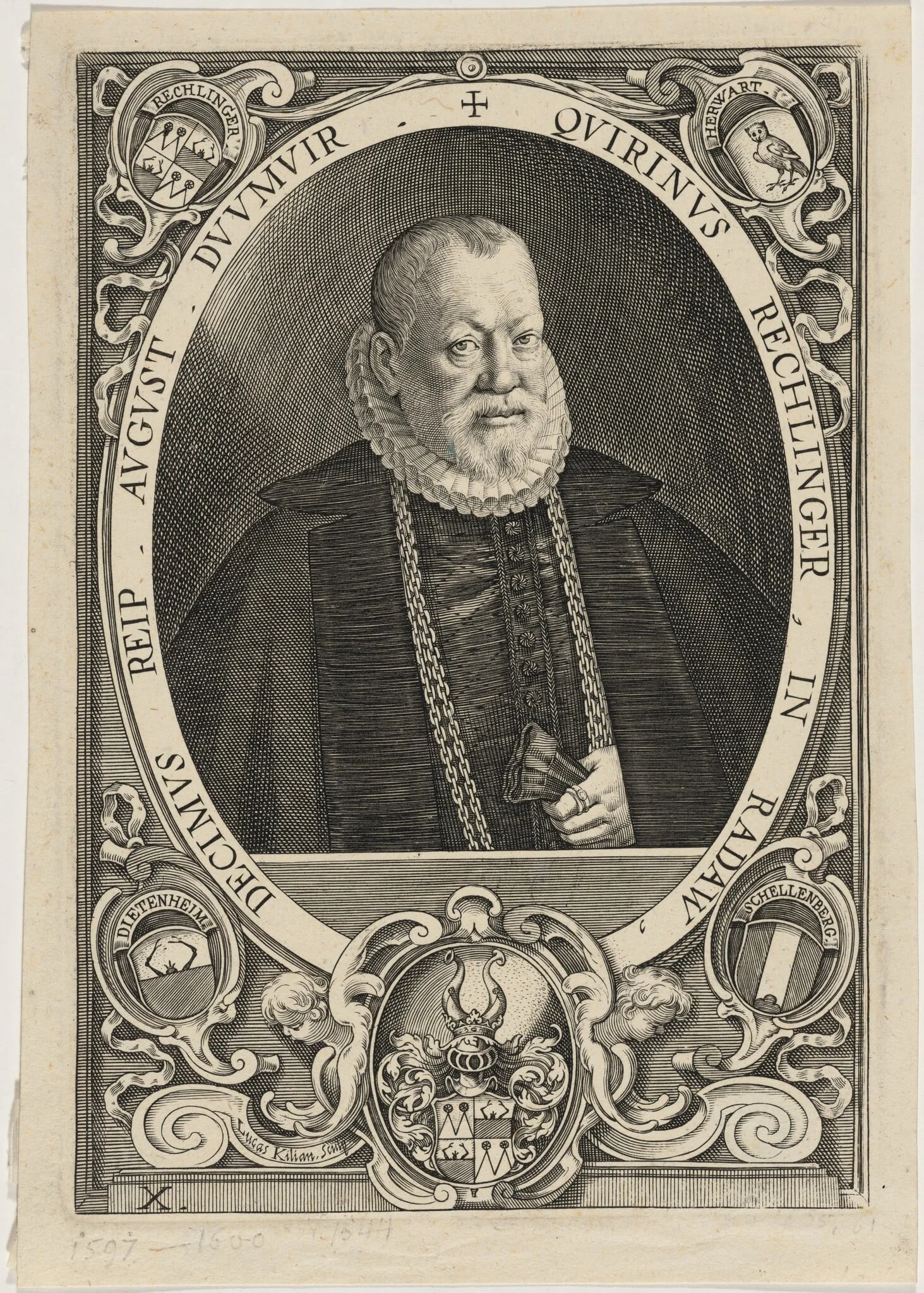 Quirinus Rechlinger, by Lucas Kilian, ink, 1615