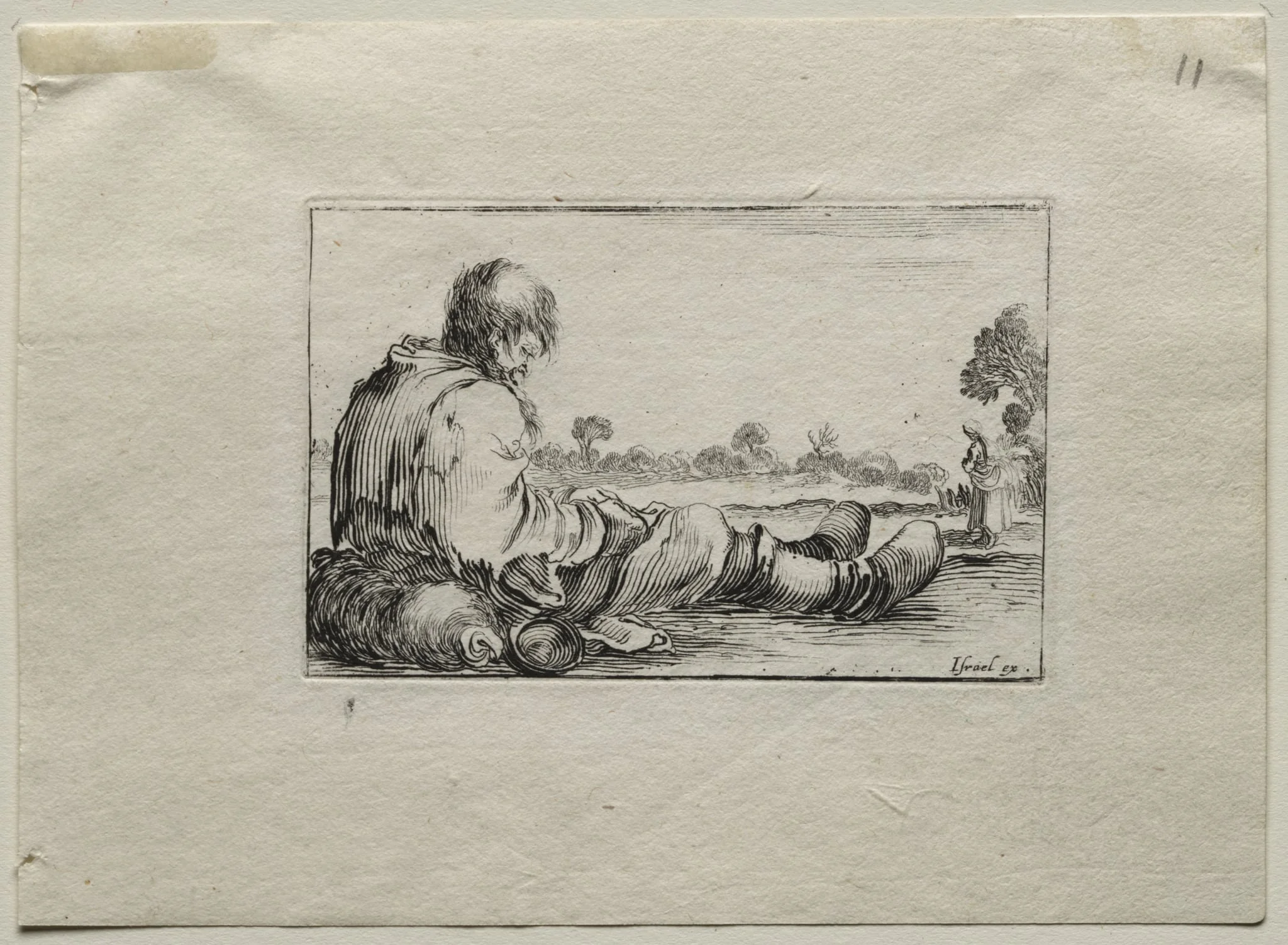 Caprices:  Seated Beggar, by Stefano Della Bella, 1642