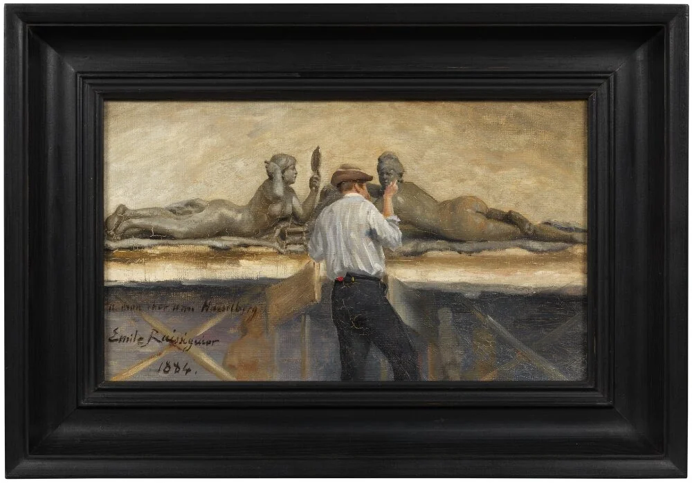 The Sculptor Per Hasselberg Working on The Allegory of Photography