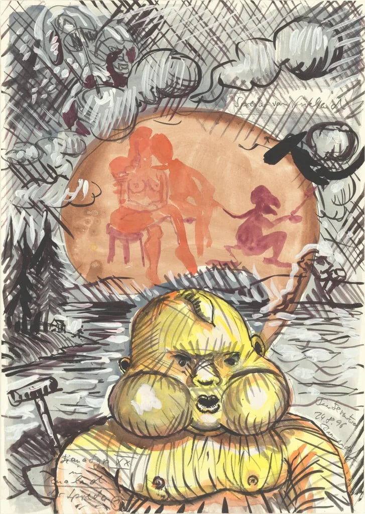 Untitled, by Jörg Immendorff, watercolor, 1996