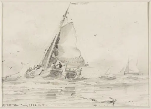 Sailing barges off shore