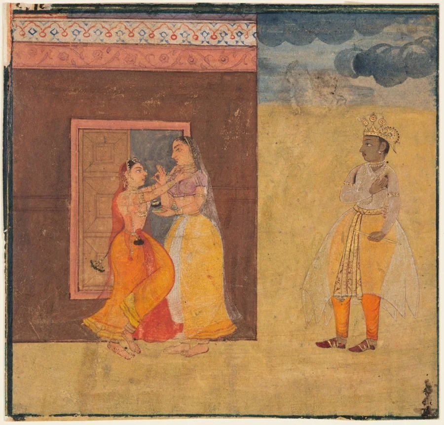Krishna Abhisarika Nayika, from a Rasikapriya manuscript, by Unknown, unspecified, 1620