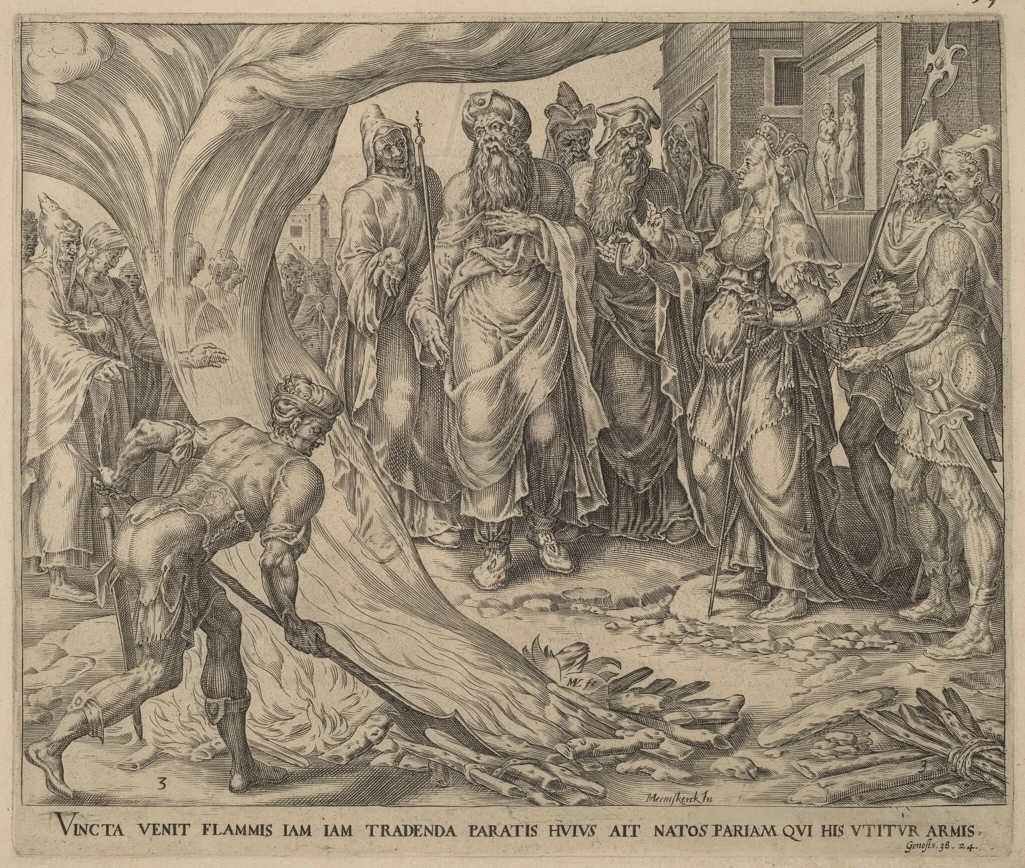 Tamar Brought to Execution, by Herman Jansz Muller, ink, 1566