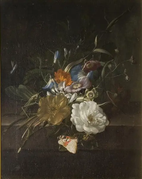 A still-life with a spray of flowers