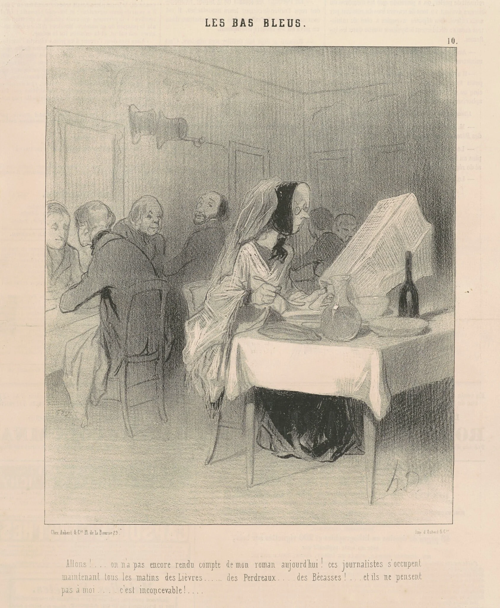 Allons! ... On n'a pas encore rendu compte de mon roman ..., by Honoré Daumier, ink, 1844
