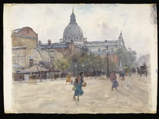 The South Kensington (now Victoria & Albert) Museum and the Brompton Oratory, about 1897.