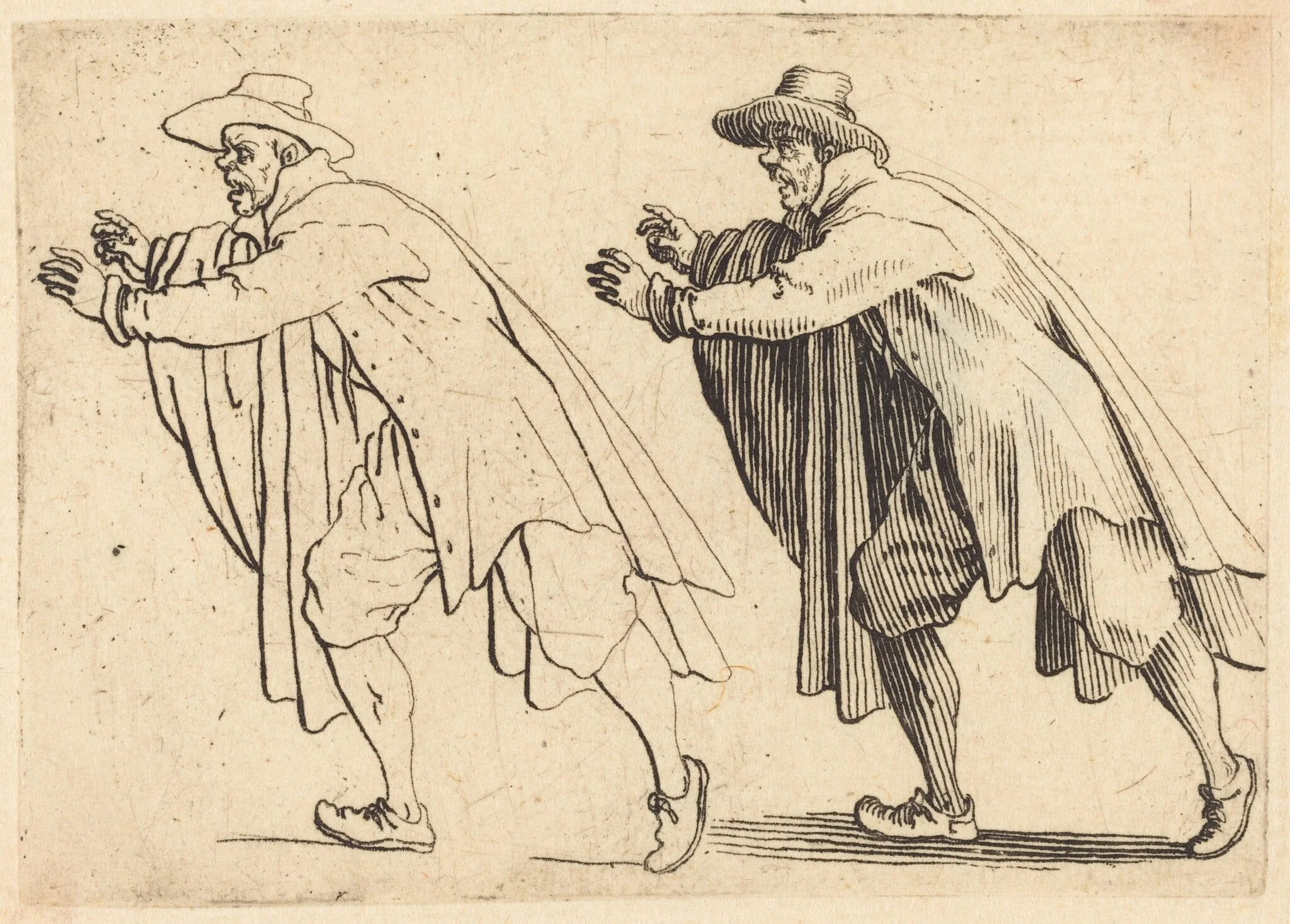 Man Moving Abruptly, by Jacques Callot, ink, 1617