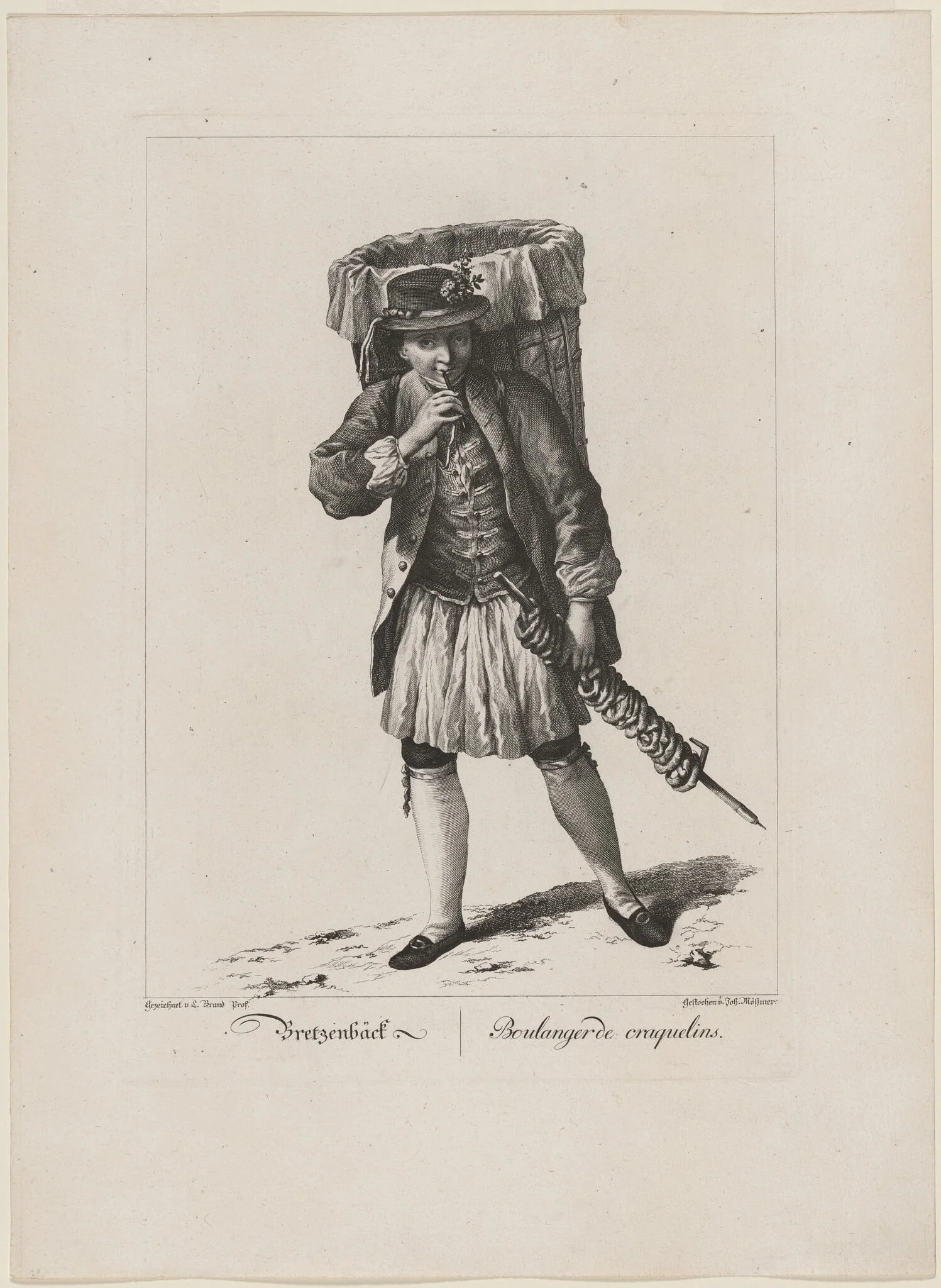 Bretzenbäck (Pretzel Baker), by Johann Mössmer, ink, 1775