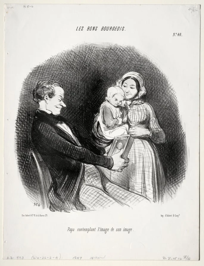 Papa contemplates a likeness of his likeness, by Honoré Daumier, 1847