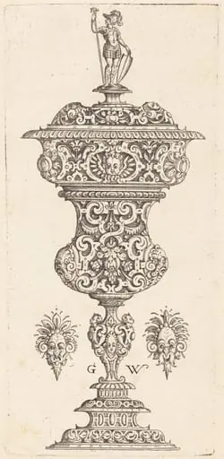 Goblet with lid surmounted by a Roman soldier