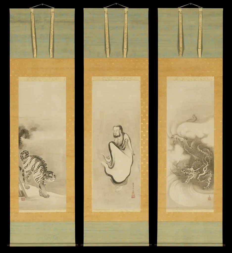 Shakyamuni Emerging from the Mountains, with Dragon and Tiger