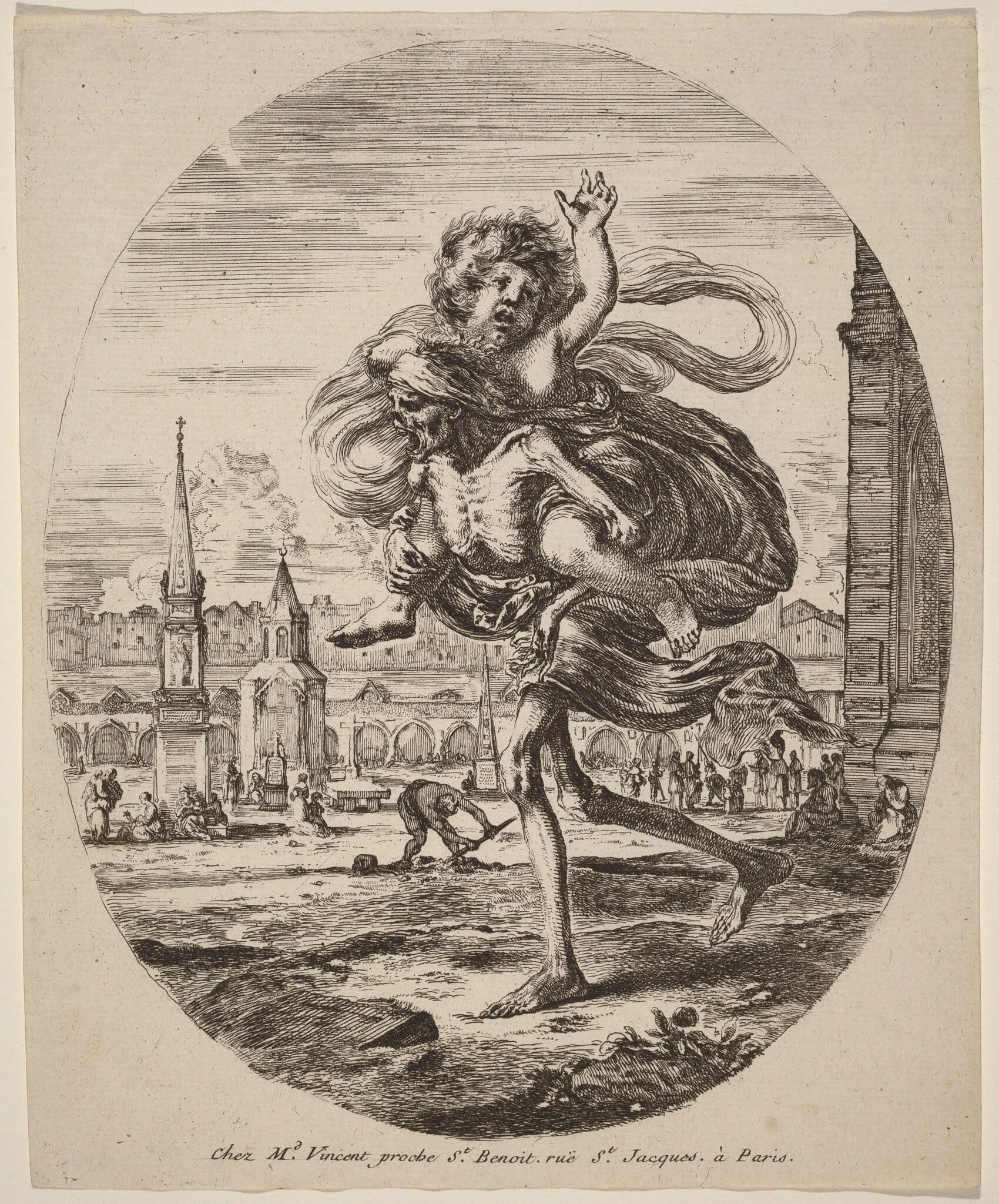 Death Carrying a Child to the Left, by Stefano Della Bella, ink, 1648
