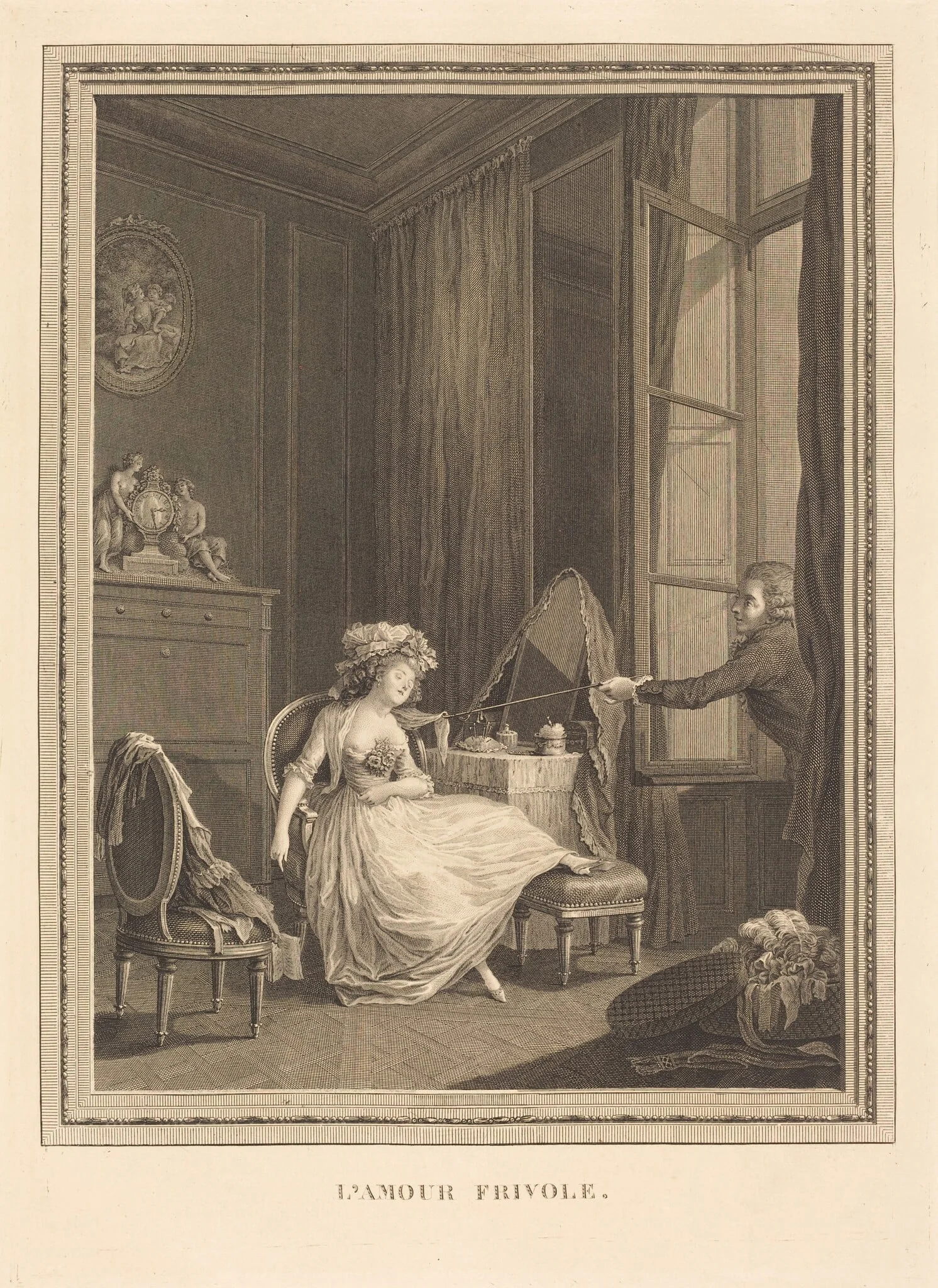 L'amour frivole, by Jacques-Firmin Beauvarlet, ink, 1764