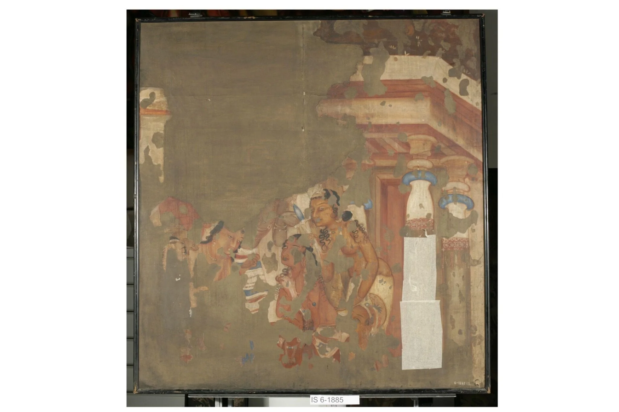 Copy of painting inside the caves of Ajanta (Cave 1), by John Griffiths, oil, 1874