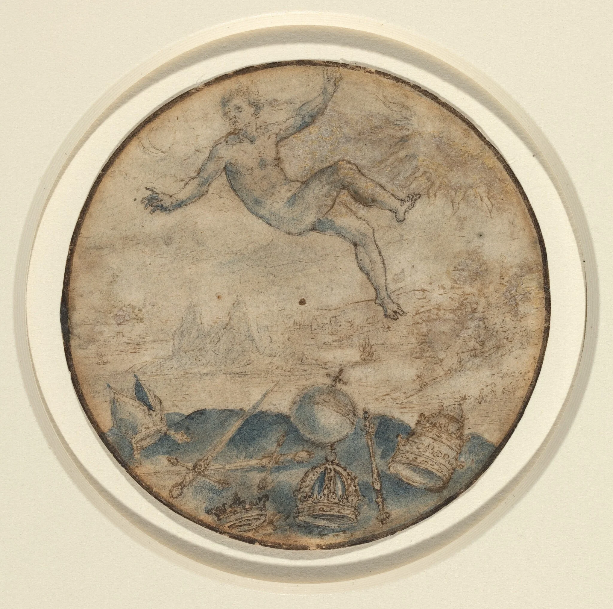 Man Falling from the Sky, by Flemish 17th century, ink, 1650