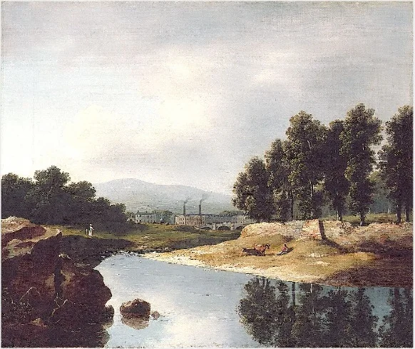 Duffy's Cotton Mills, Ballsbridge, by James Arthur O'Connor, oil, 1826