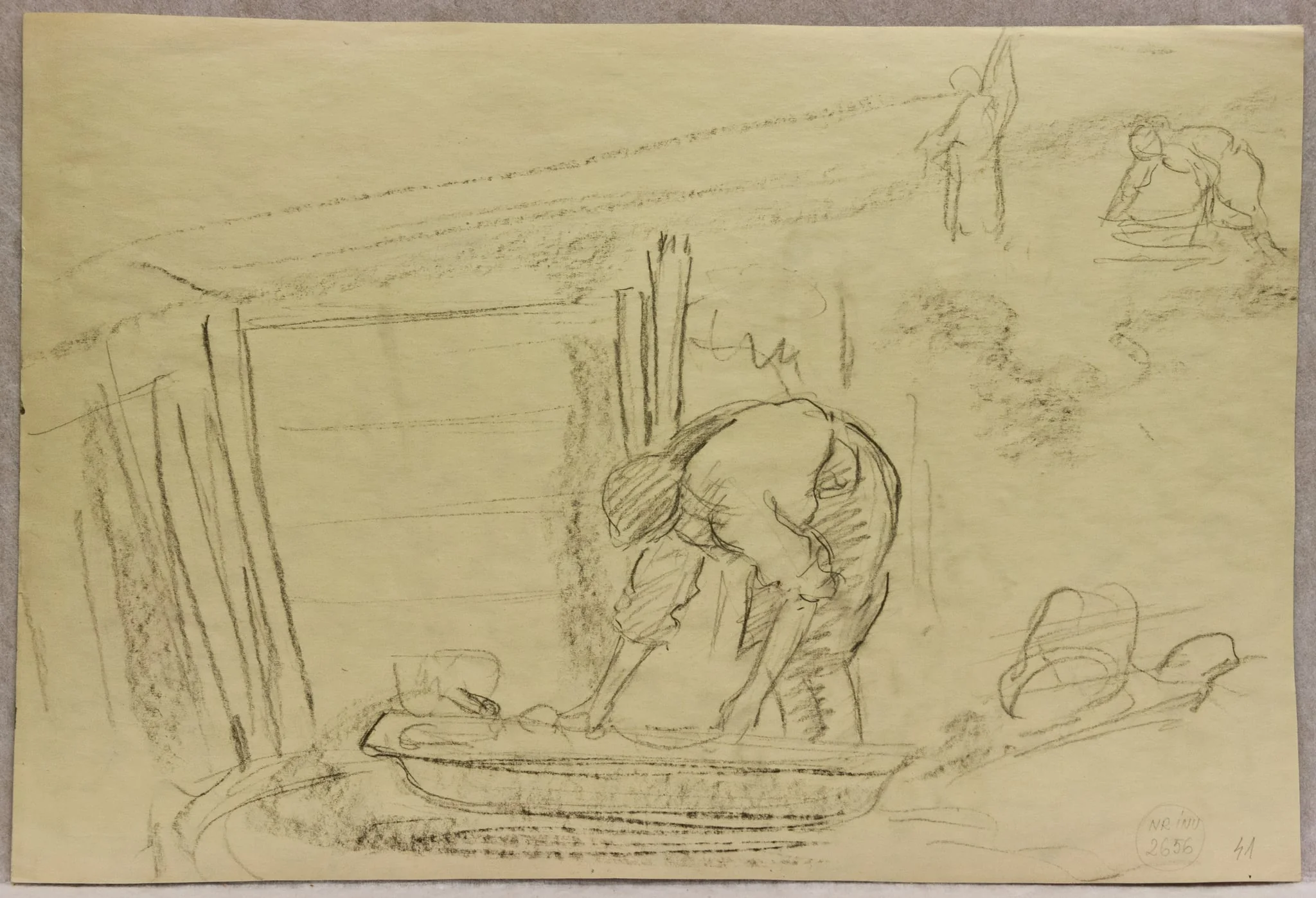 Verso: Spălătorese, by Rodica Maniu, 1950