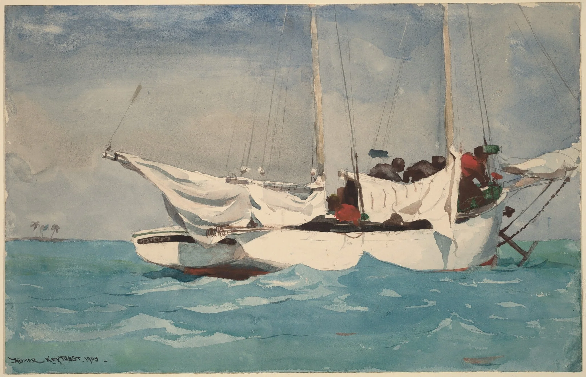 Key West, Hauling Anchor, by Winslow Homer, graphite, 1903