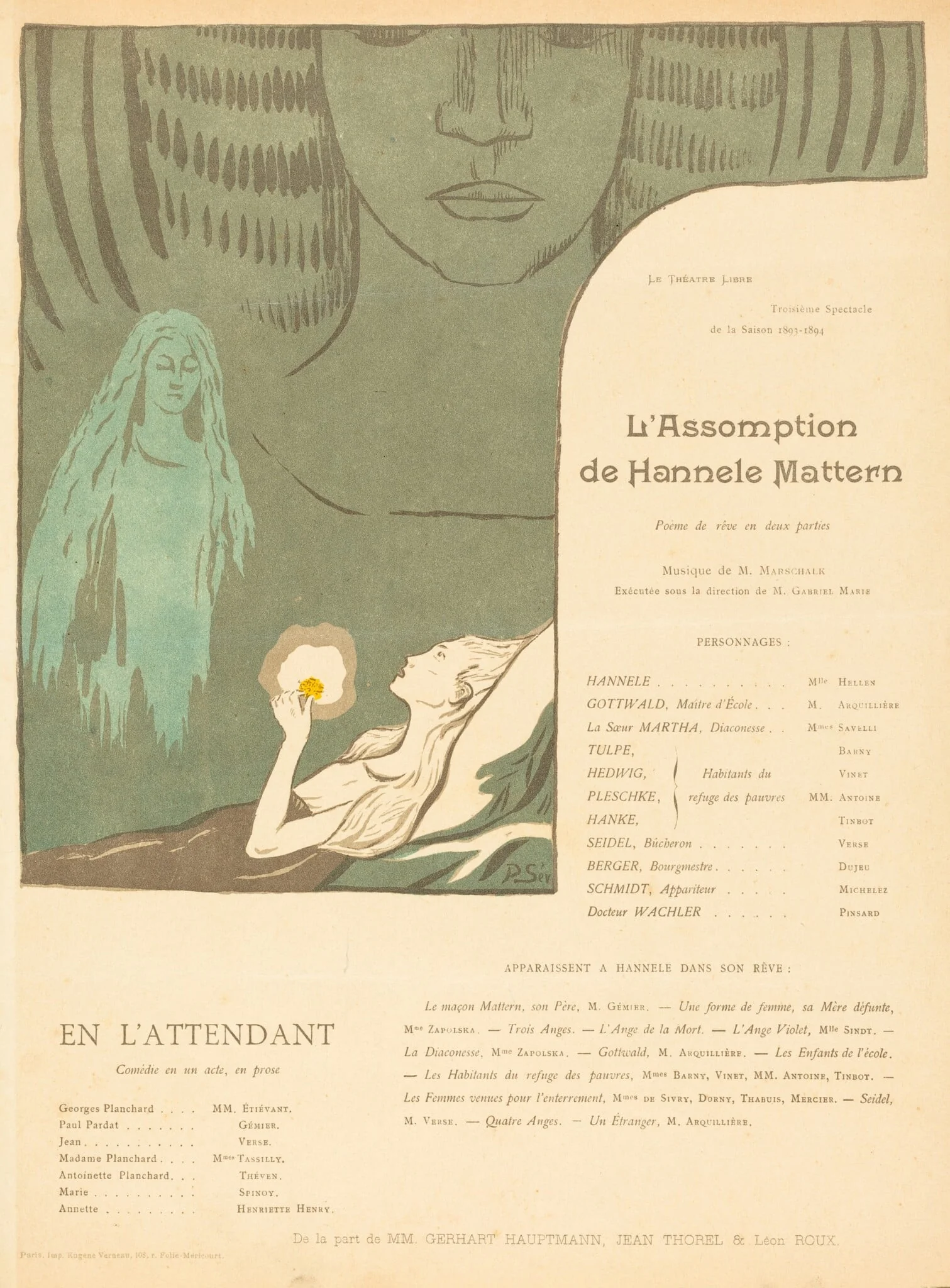 L'Assomption de Hannele Mattern; En l'attendant, by Paul Sérusier, ink, 1894