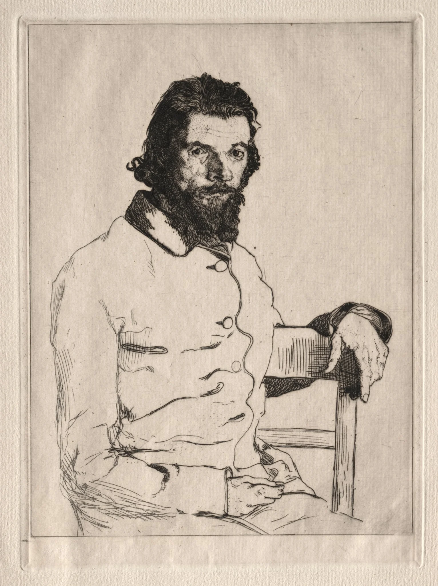 Portrait of Meryon, Seated, by Félix Bracquemond, 1853