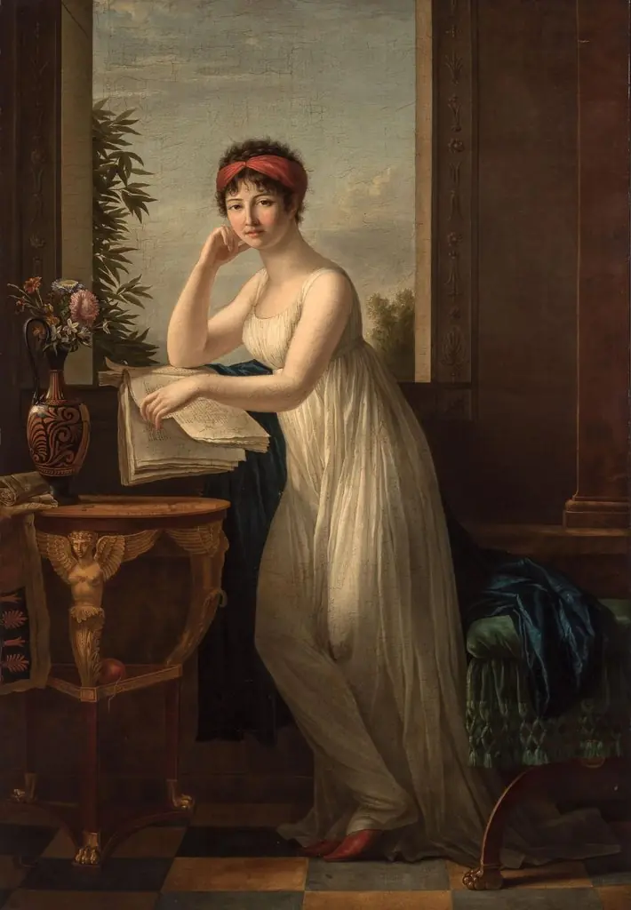 A Young Woman Leaning on the Edge of a Window