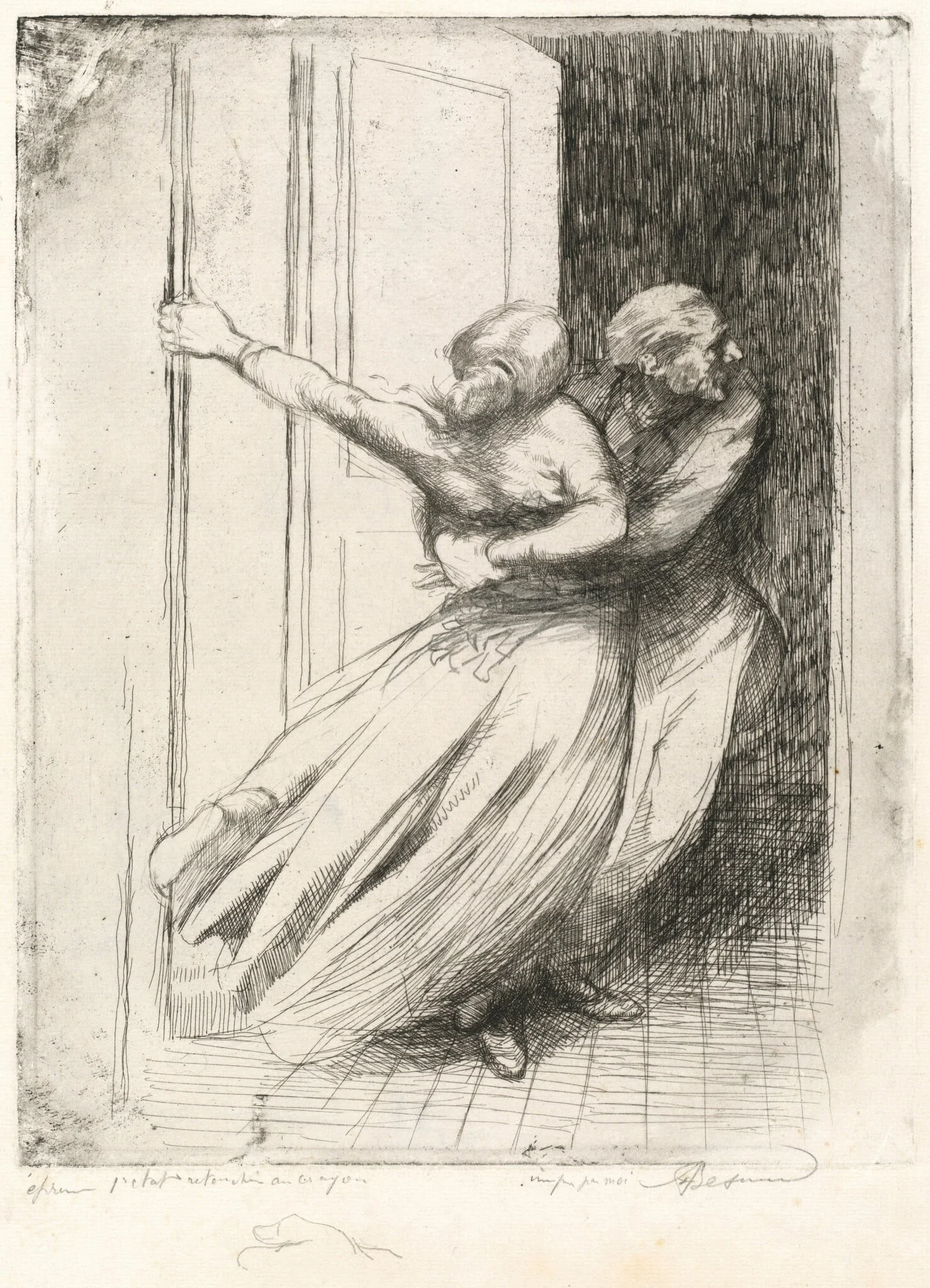 The Rape (Le Viol), by Paul-Albert Besnard, graphite, 1886