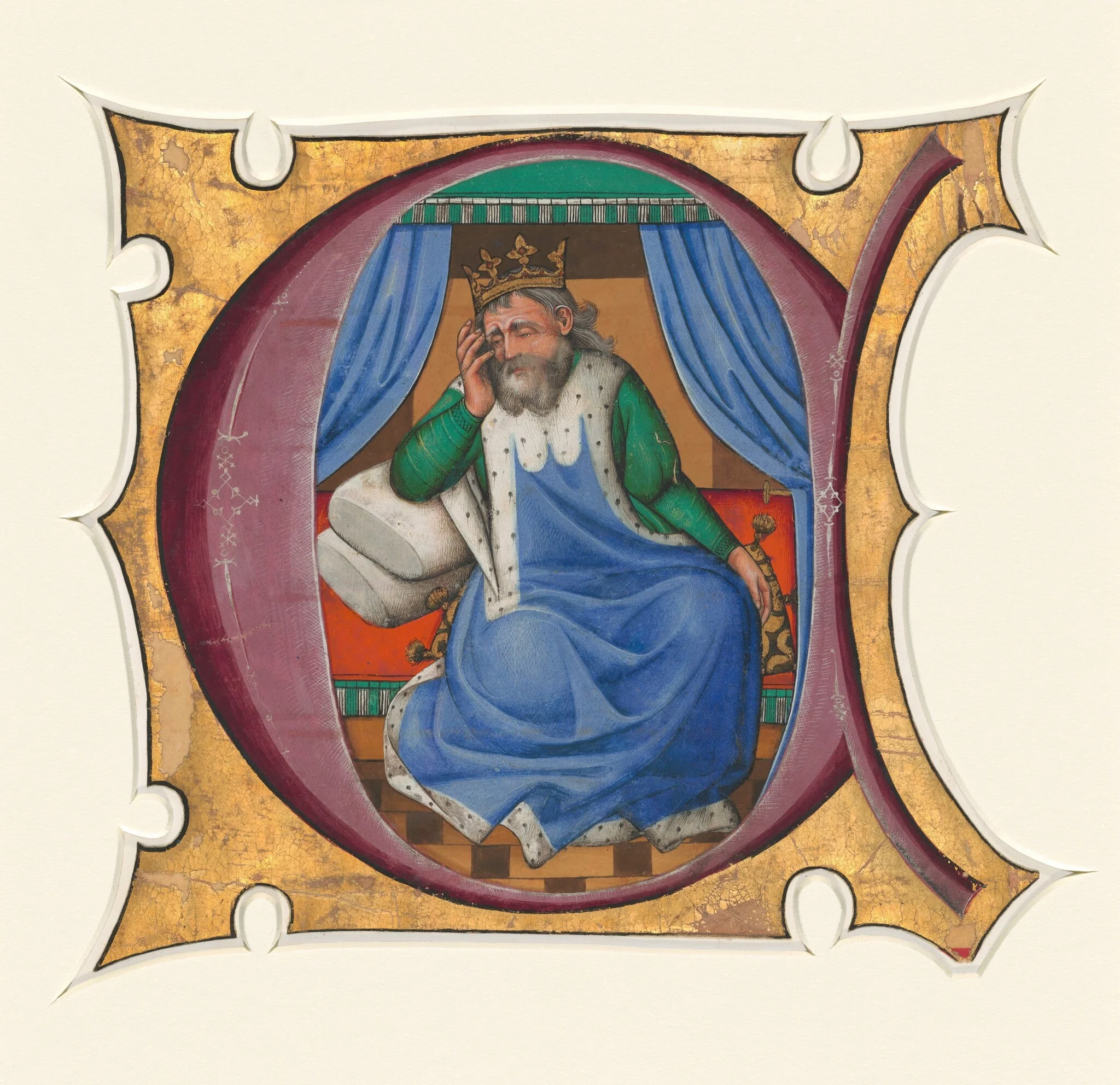 Initial C with David (King Saul?), by Master of the Cypresses, 1434