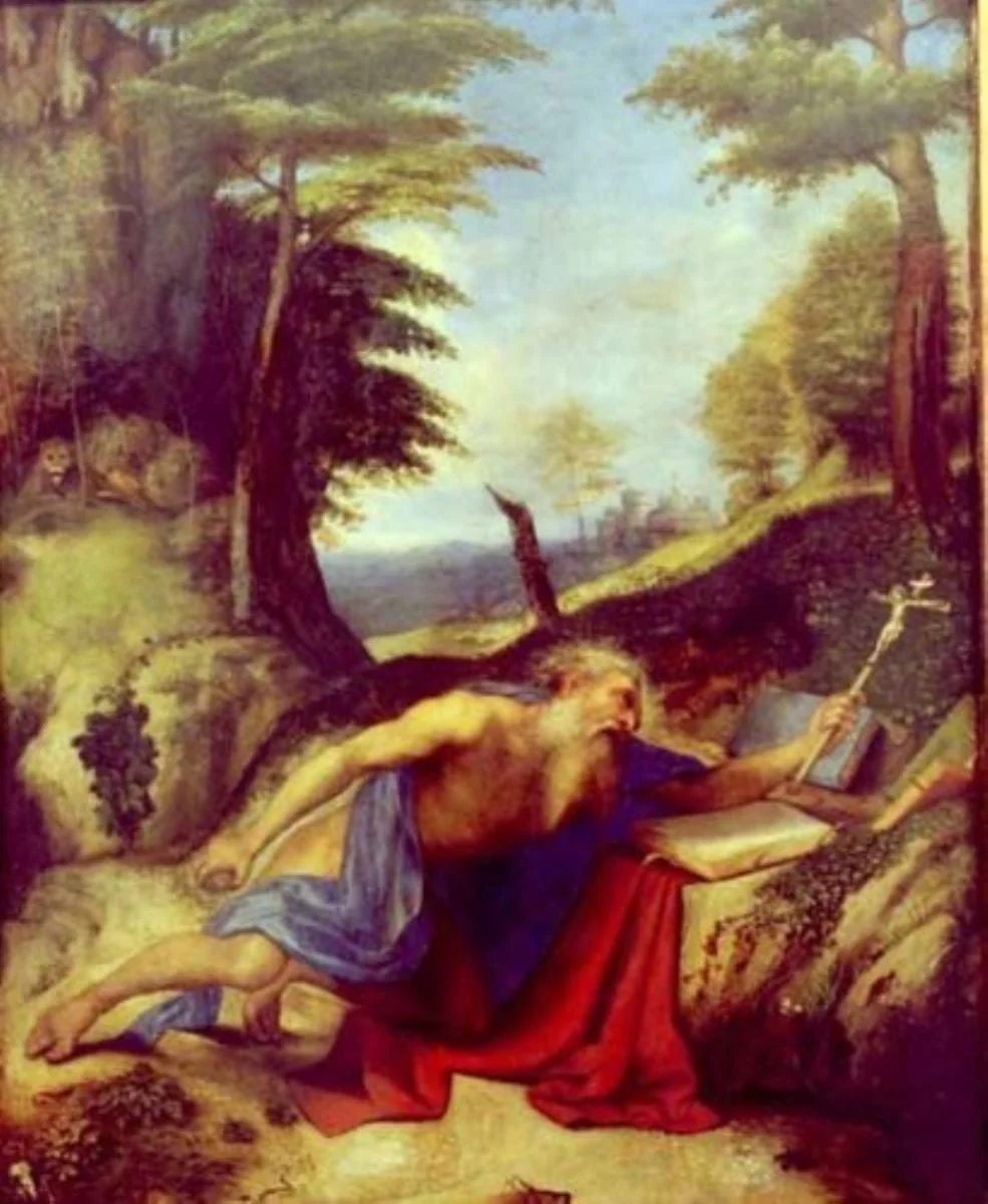 Sfântul Ieronim în meditație, by Lorenzo Lotto, unspecified, 1550