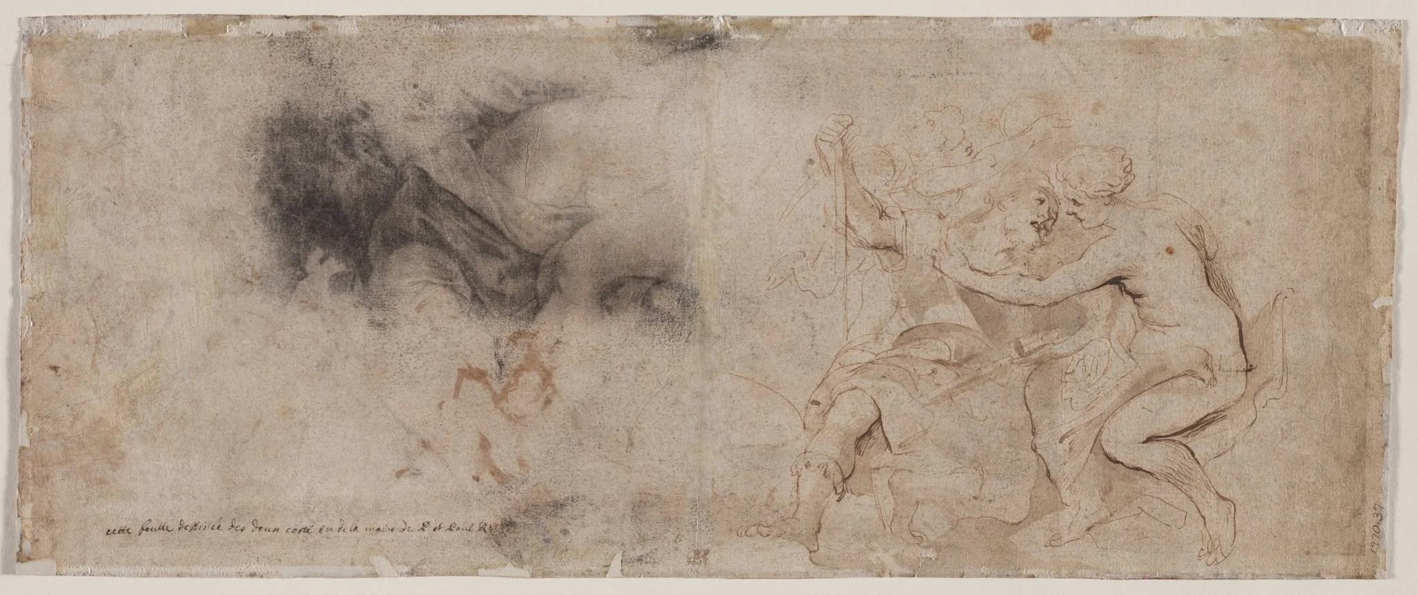 Venus Disarming Mars, Drapery Study (verso), by Peter Paul Rubens, 1634