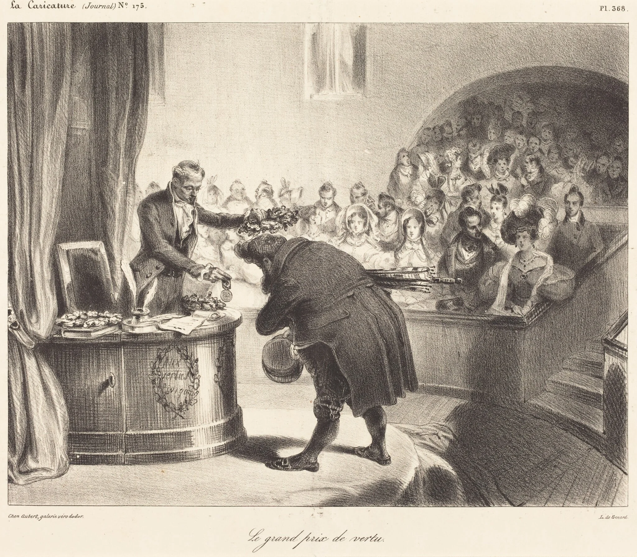 Le Grand Prix de vertu, by Aubert, ink, 1834