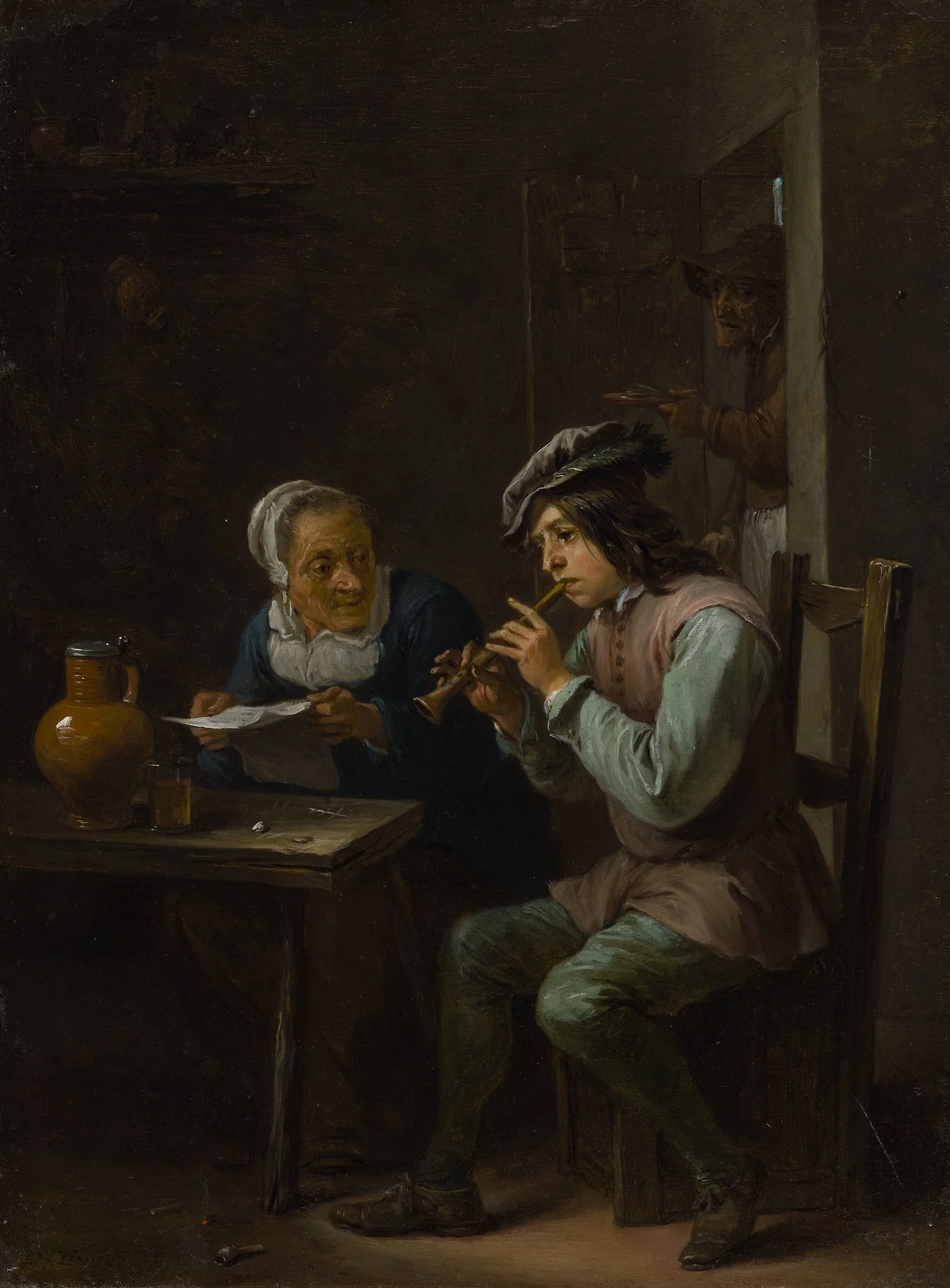 The Flageolet Player, by David Teniers the Younger, unspecified, 1637