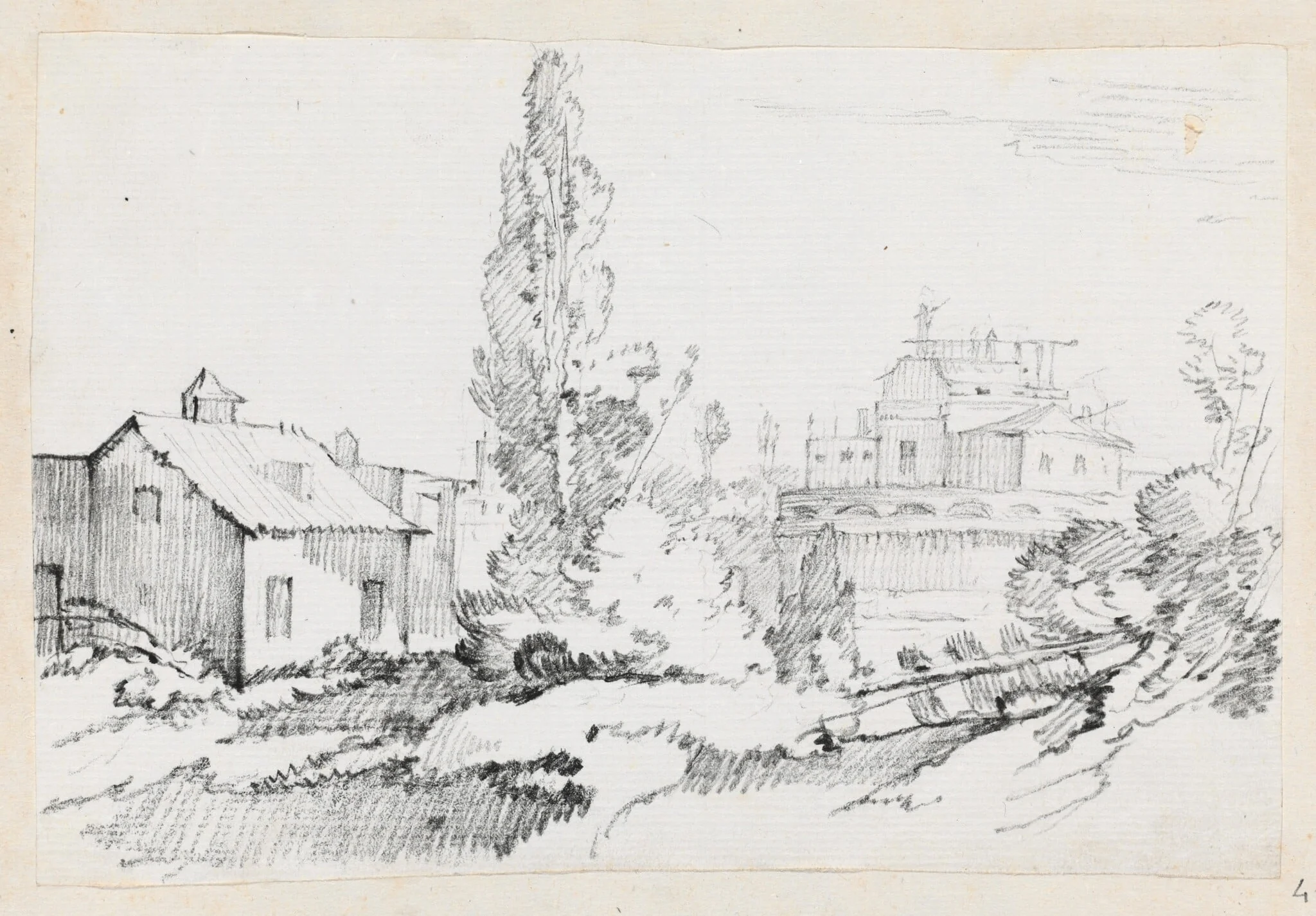 Castel Sant'Angelo from the Northwest, by Joseph-Marie Vien, graphite, 1747