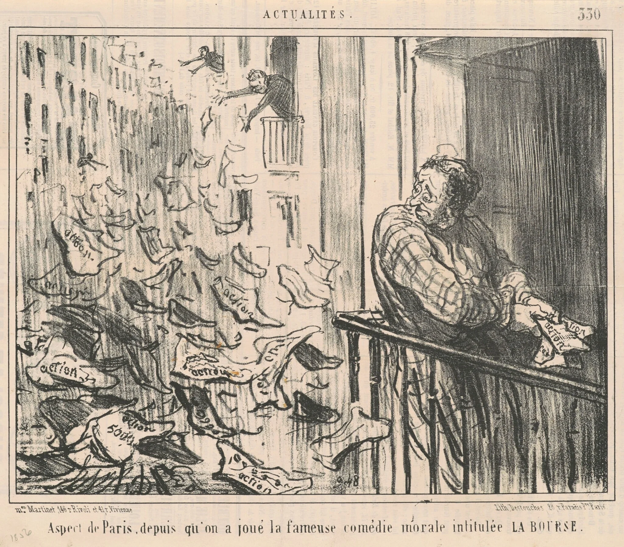 Aspect de Paris, depuis qu'on a joue..., by Honoré Daumier, ink, 1856
