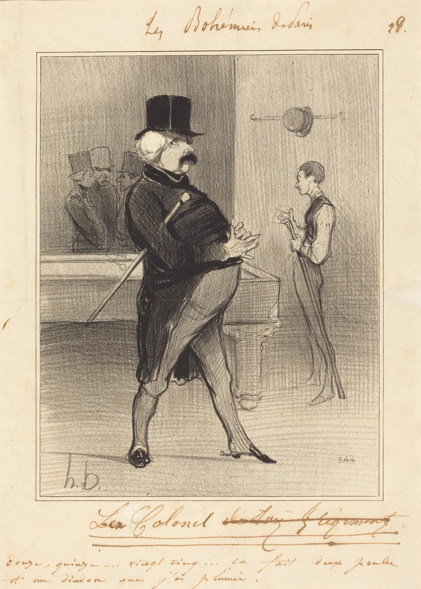 L'Ex-Colonel, by Honoré Daumier, ink, 1842