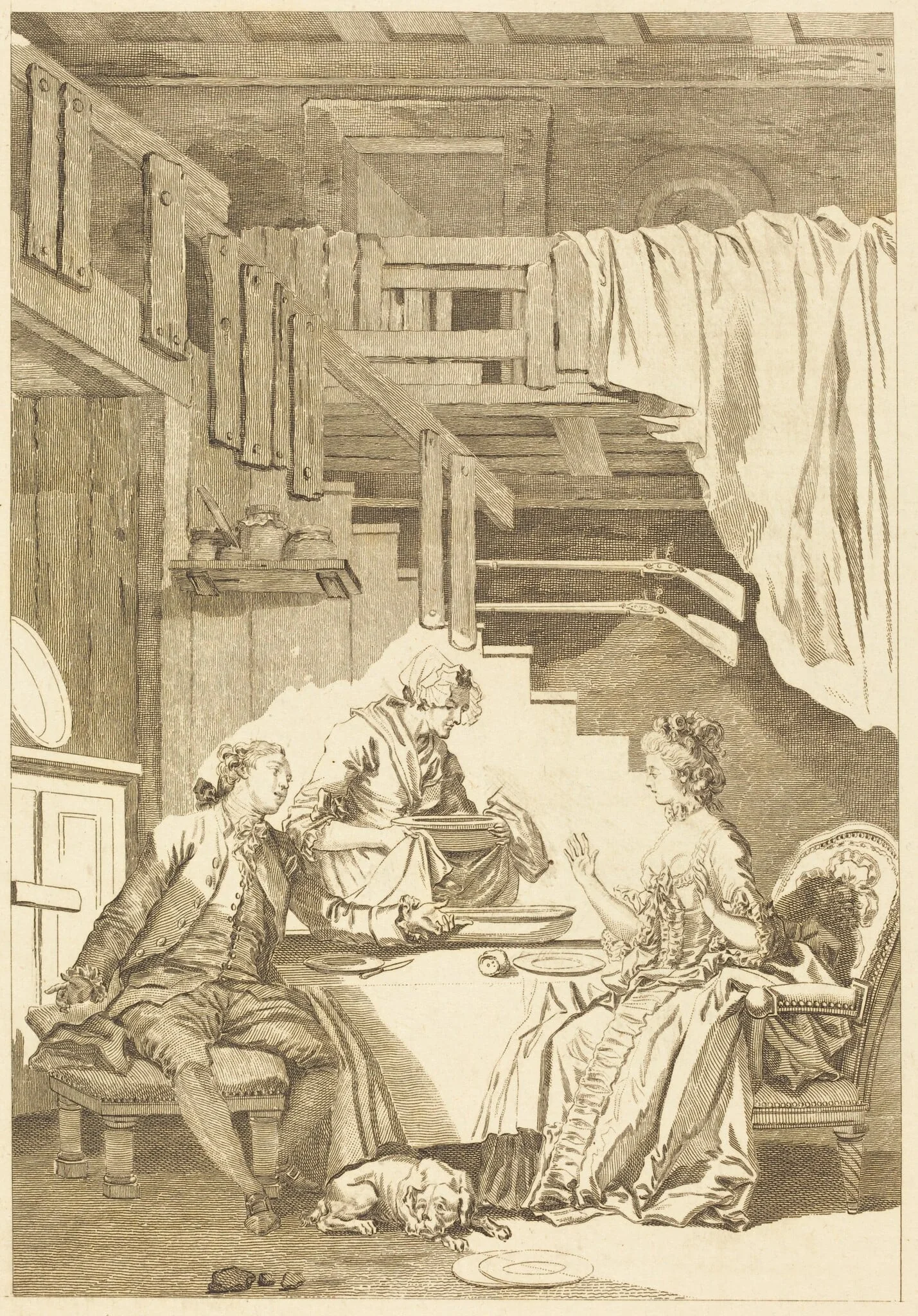 Le faucon, by Jean-Baptiste Tilliard, ink, 1774