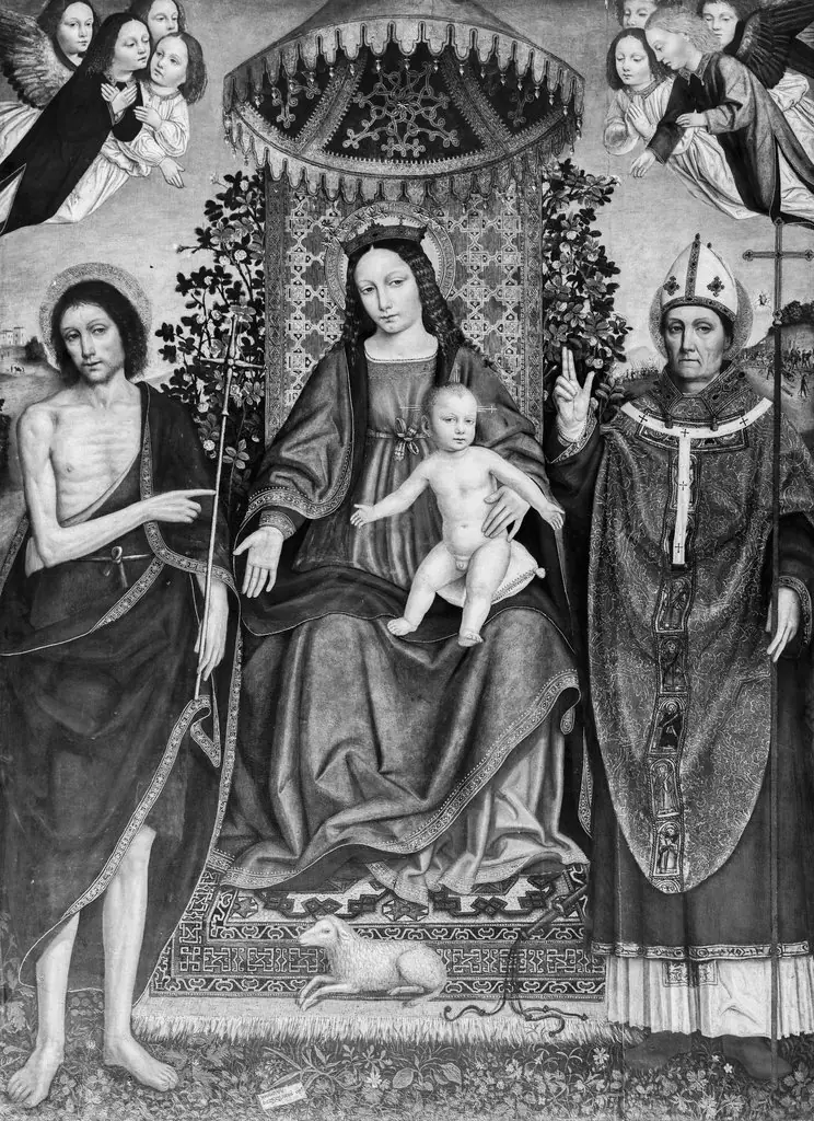 The Virgin and child enthroned with two saints