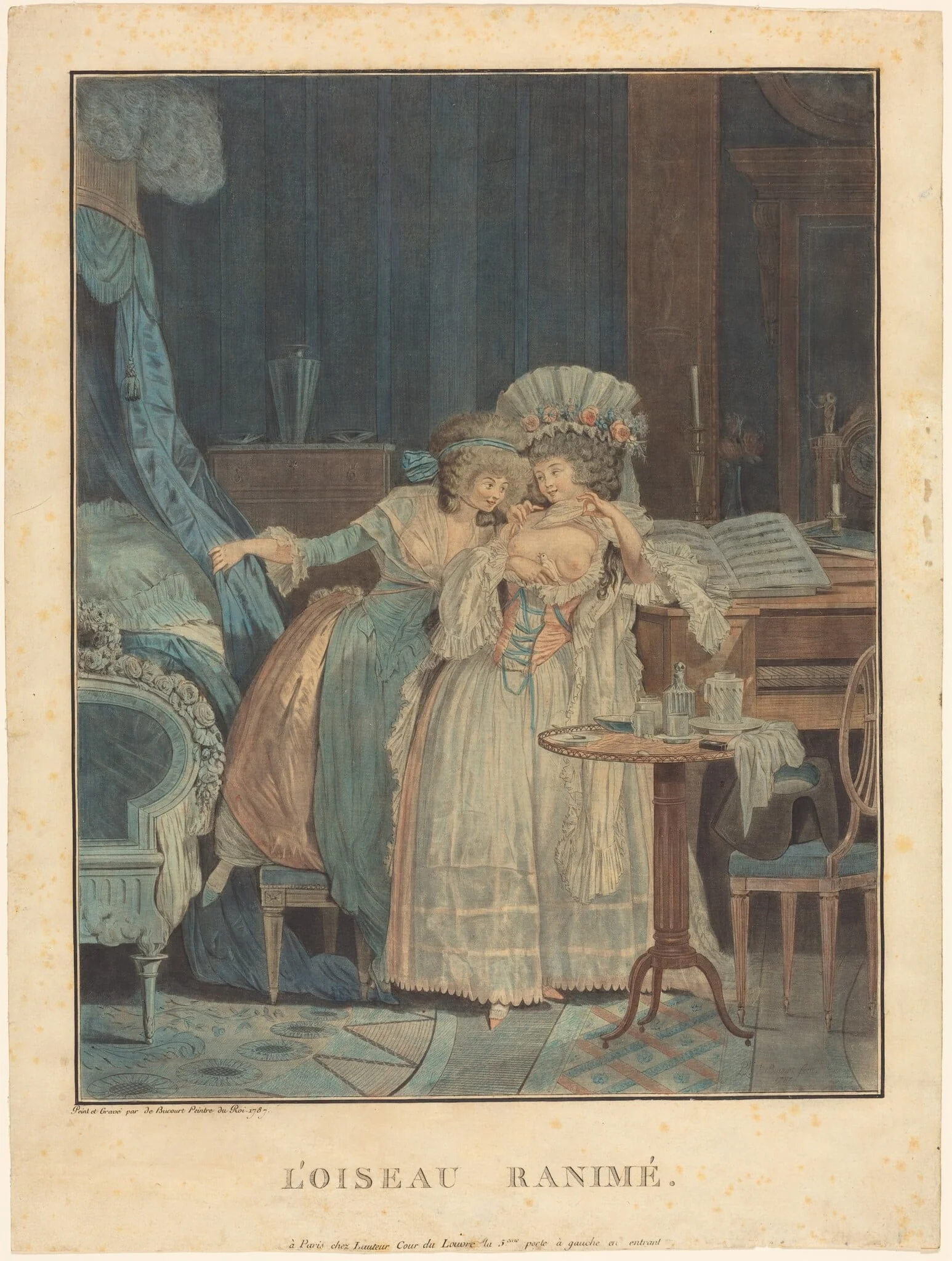 L'Oiseau ranime, by Philibert-Louis Debucourt, ink, 1787