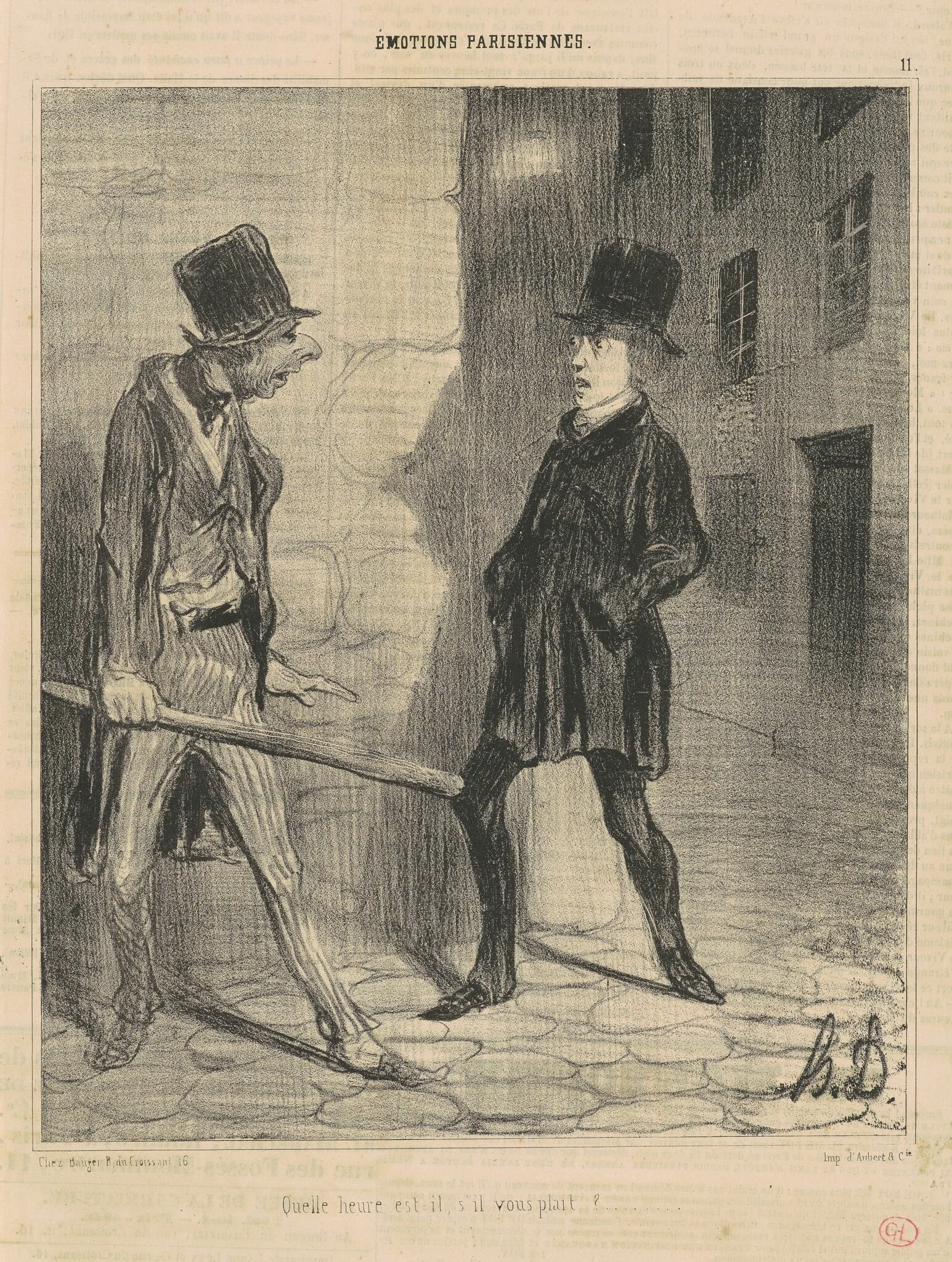 Quelle heure est'il, s'il vous plait?..., by Honoré Daumier, ink, 1839