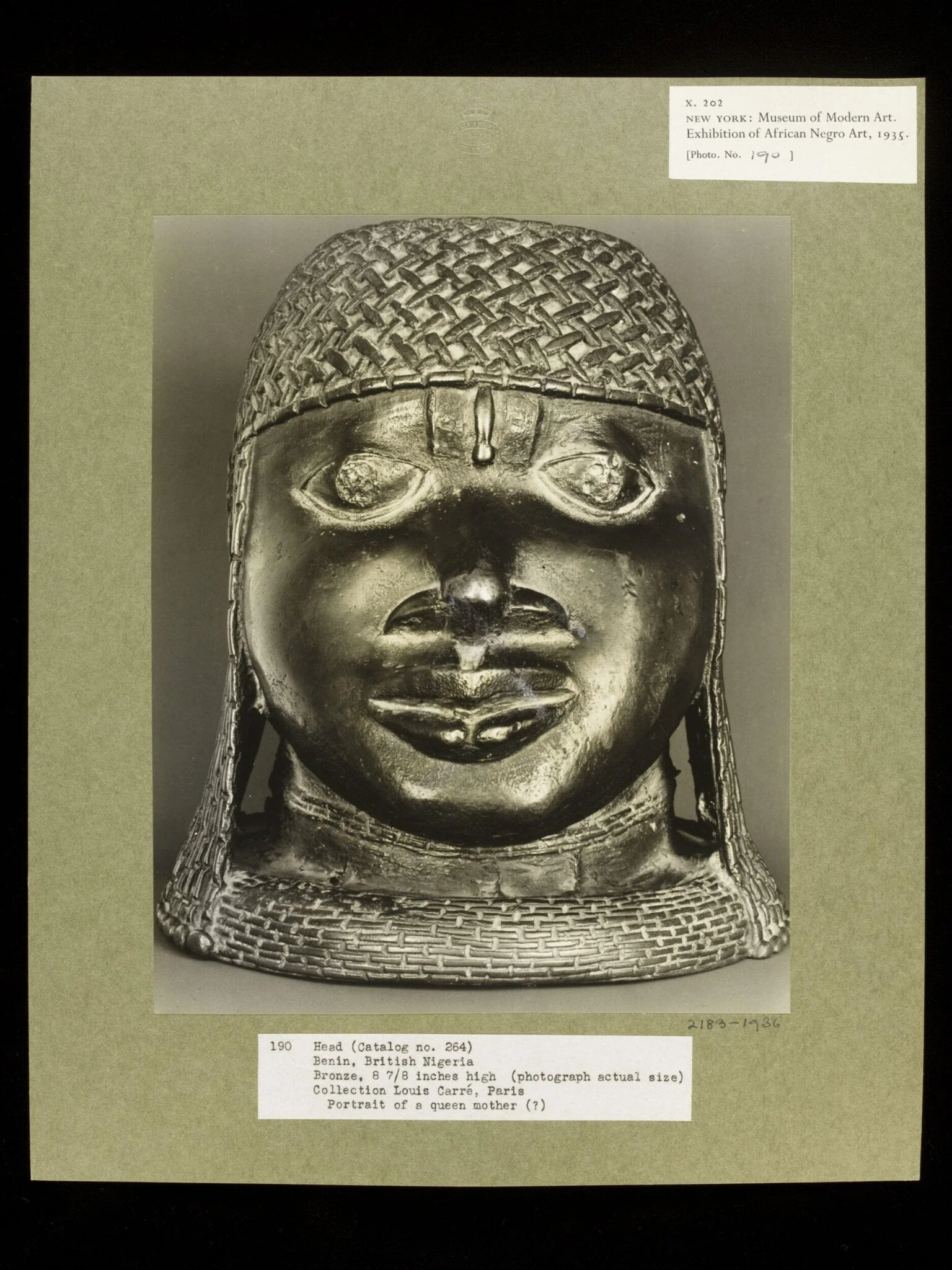 Head of a Woman, Benin, by Walker Evans, photographic, 1935