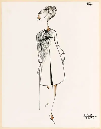 Manteau gris noué au col et sur la poitrine