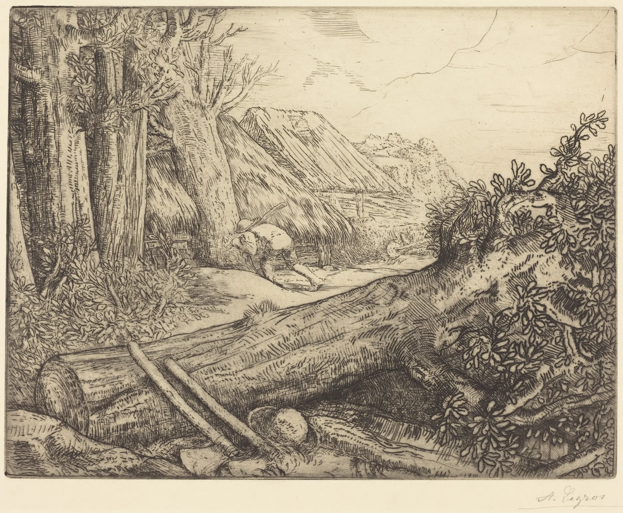 At the Home of the Woodcutters (Chez les bucherons), by Alphonse Legros, ink, 1874
