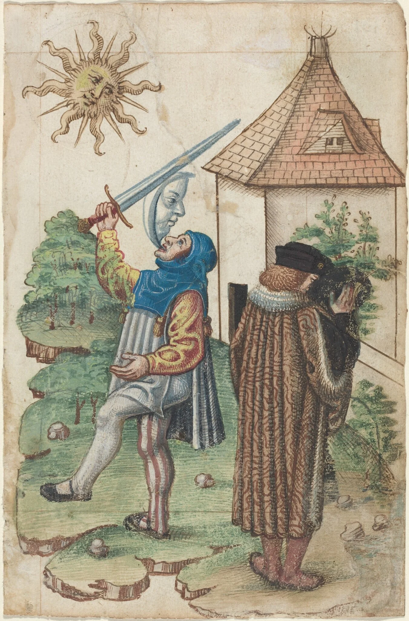 "Speak Not Against the Sun" and "Do Not Make Water Facing the Sun" [fol. 39 recto], by French early 16th Century, ink, 1514