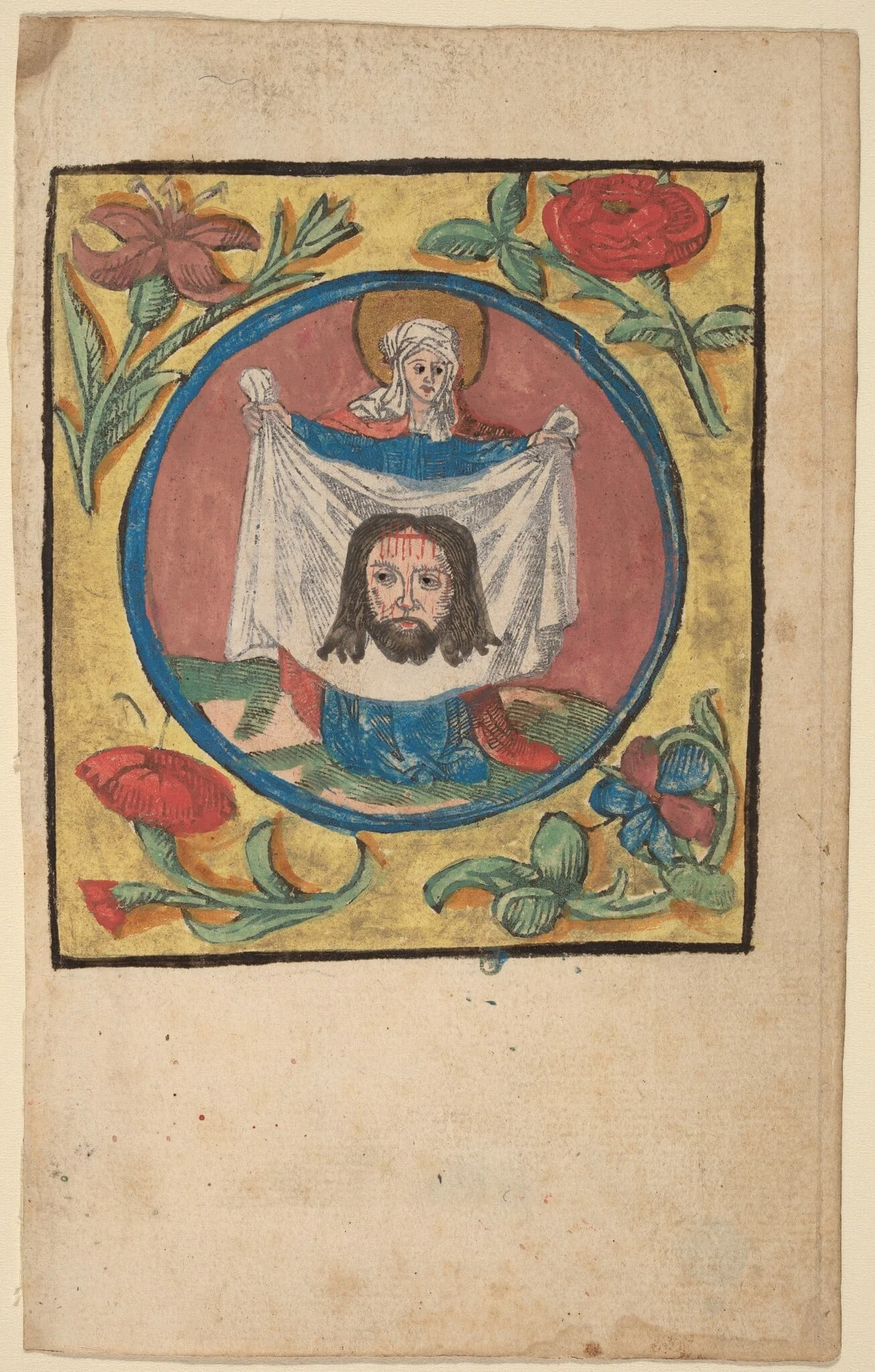Saint Veronica with the Sudarium, by Netherlandish 15th Century, ink, 1500