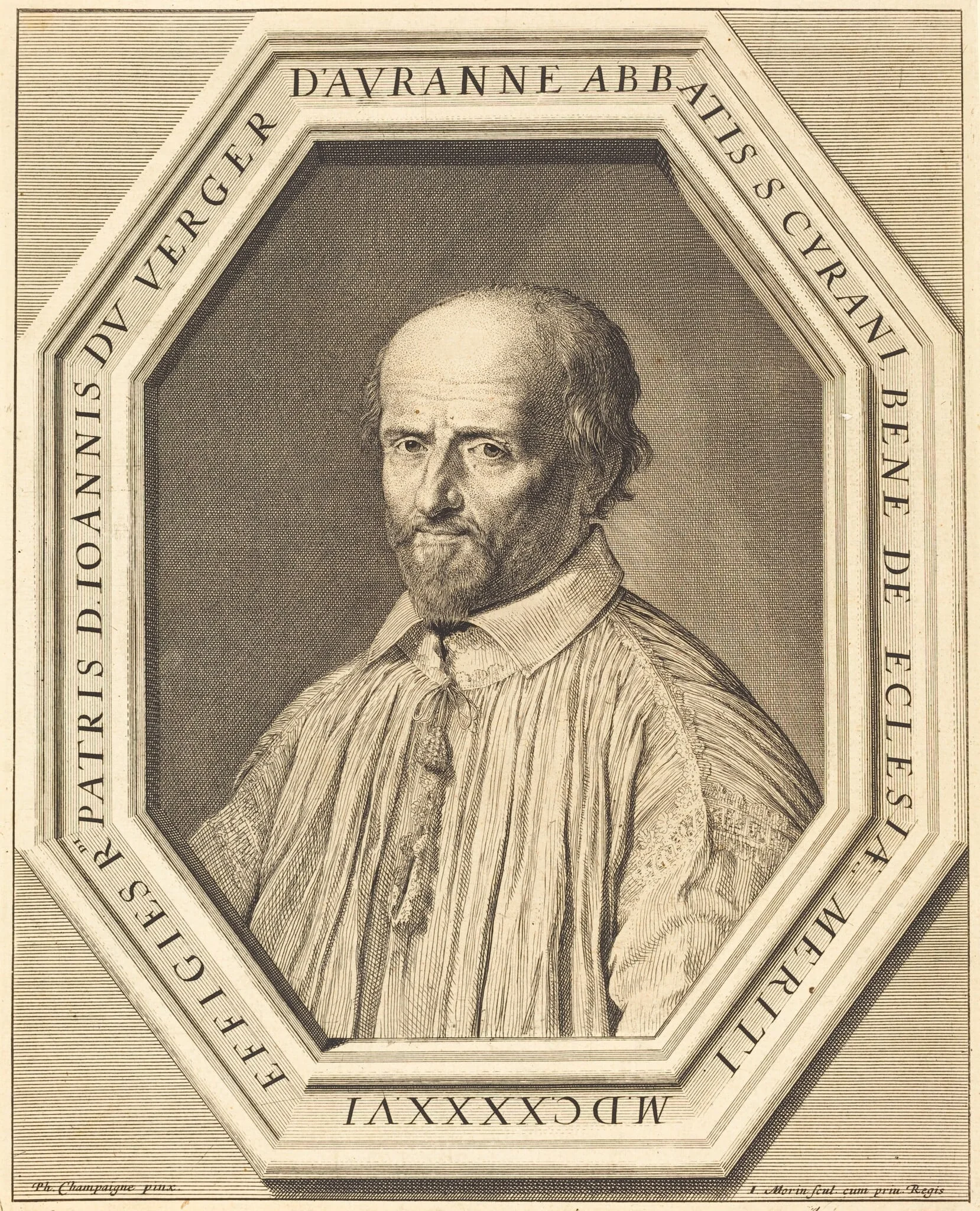 Jean Verger de Hauranne, by Jean Morin, ink, 1646