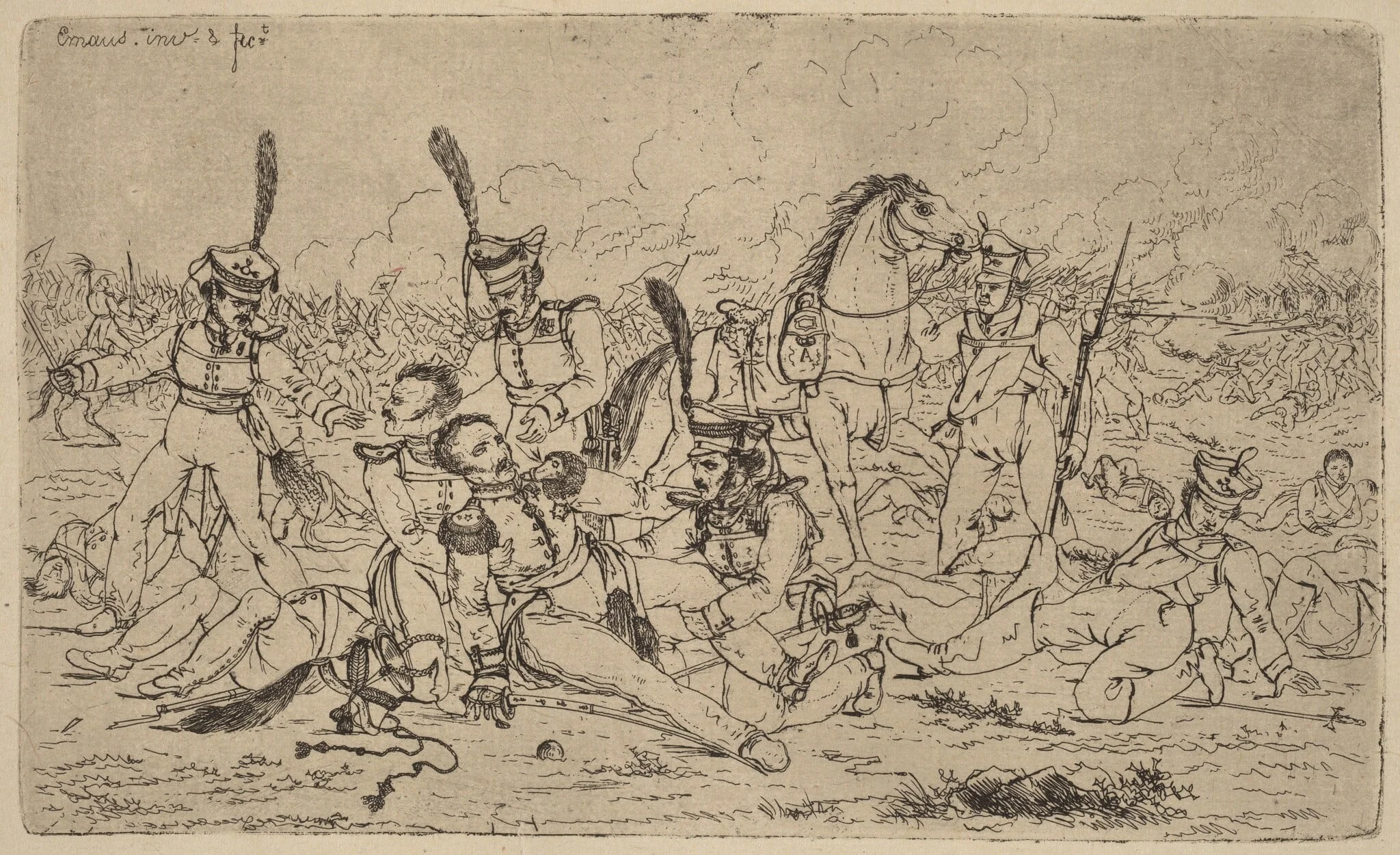 Death of a Russian General (Le Mort d'un general russe), by Gerhardus Emaus de Micault, ink, 1814