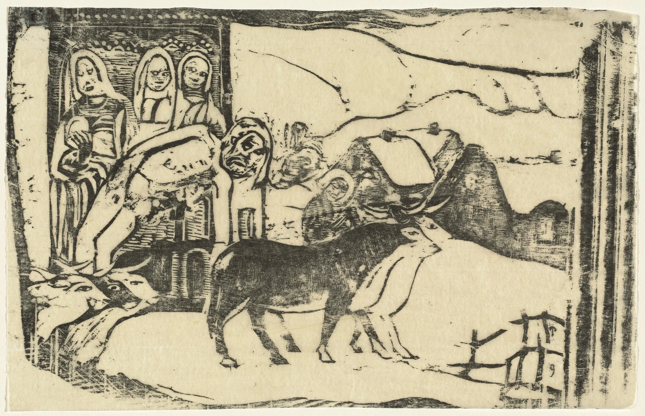 Wayside Shrine in Brittany (Le calvaire Breton), by Paul Gauguin, ink, 1898