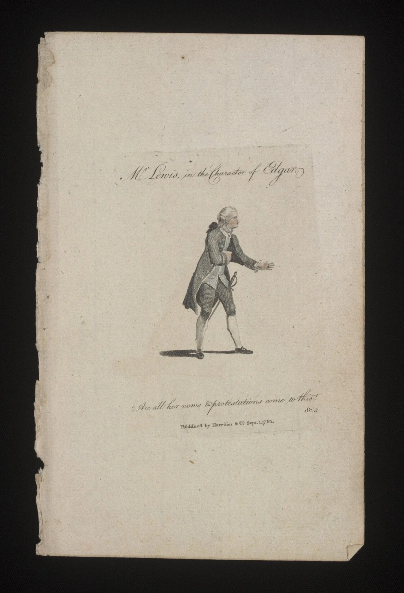 Mr Lewis in the character of Edgar, by Unknown, 1