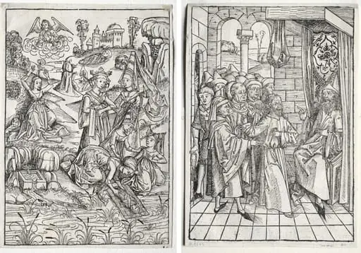 Der Schatzbehalter:  Moses Found by Pharaoh's Daughter (recto); Der Schatzbehalter:  Christ before Caiaphas (verso)