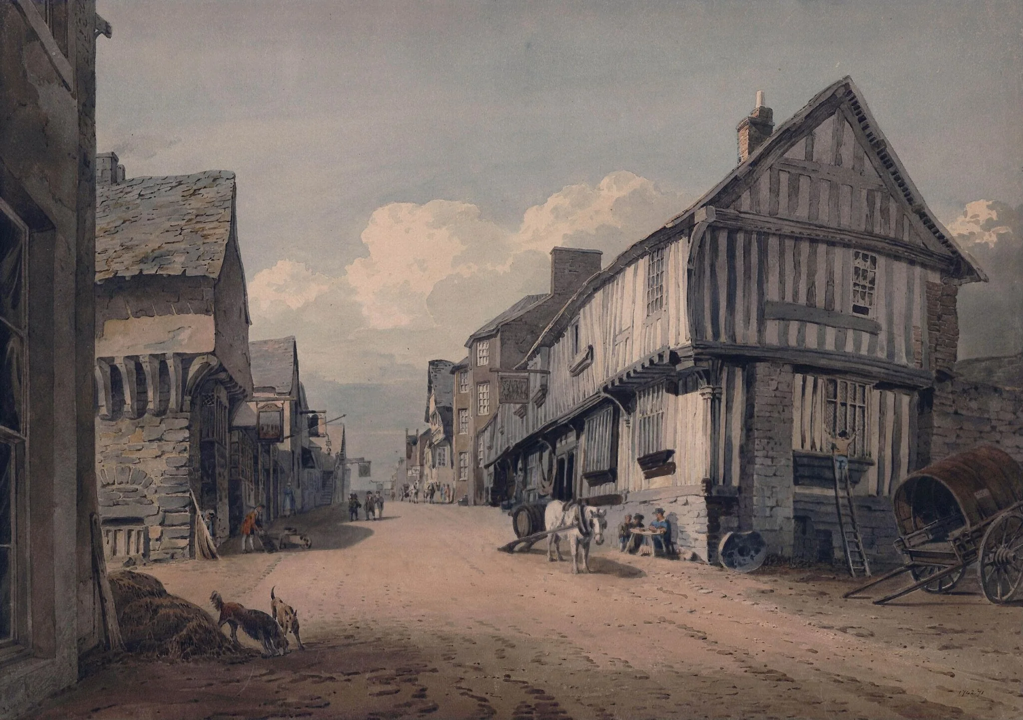 Looking up the High Street at Conway, by John Varley, watercolor, 1800